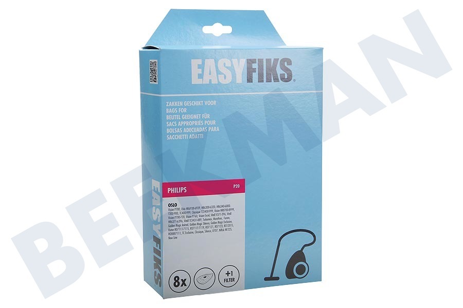 Easyfiks Stofzuiger Stofzuigerzak Oslo Micro Fleece 8 stuks Nw Stijl