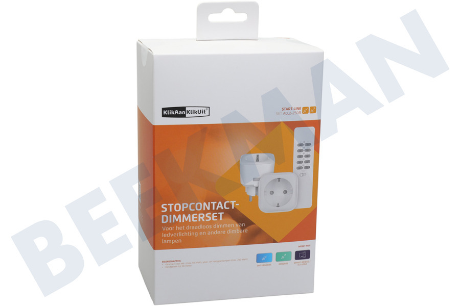 KlikAanKlikUit ACC2-250R Compacte Stopcontactdimmerset met Afstandsbediening