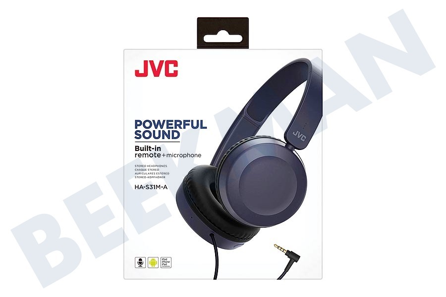 JVC HA-S31M-A Powerful Sound Hoofdtelefoon Blauw