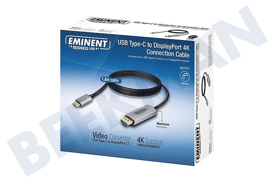 Eminent AB7875 USB Type-C naar Displayport 4K Aansluitkabel 1,8m
