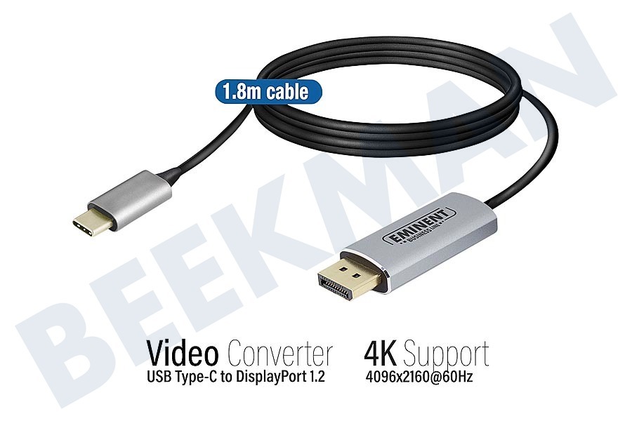 Eminent AB7875 USB Type-C naar Displayport 4K Aansluitkabel 1,8m