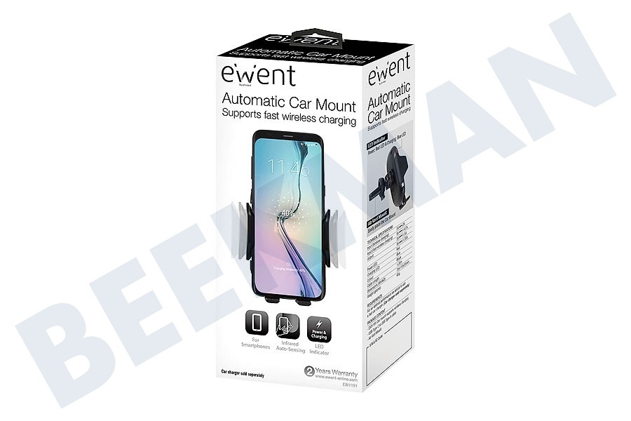 Ewent EW1191 Automatische Smartphonehouder met Draadloze laadfunctie