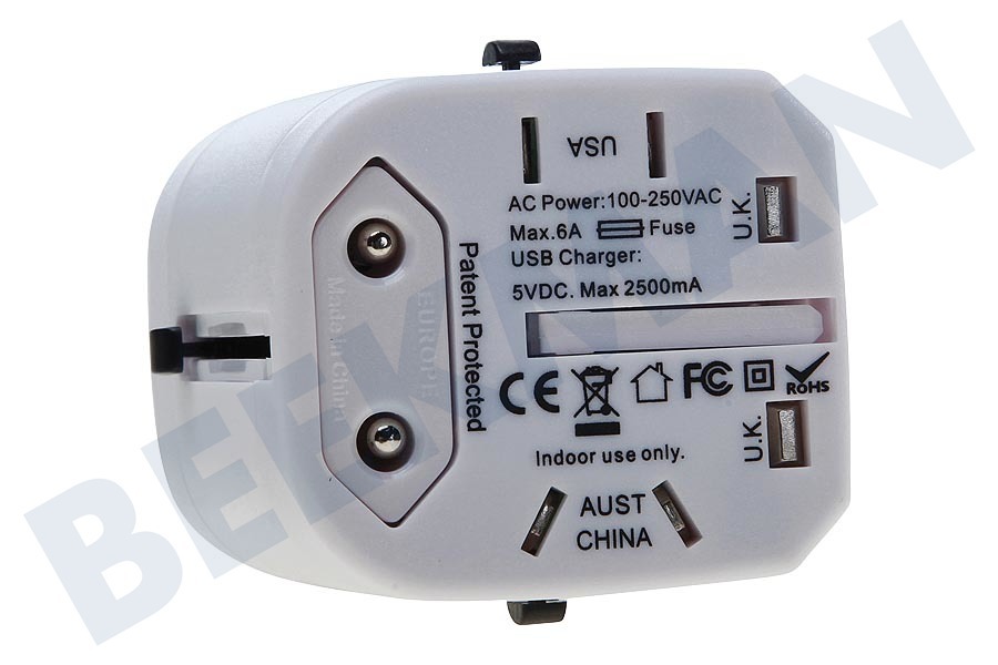 Mobilize 21895 Mobilize International Travel Adapter incl 2-Port USB