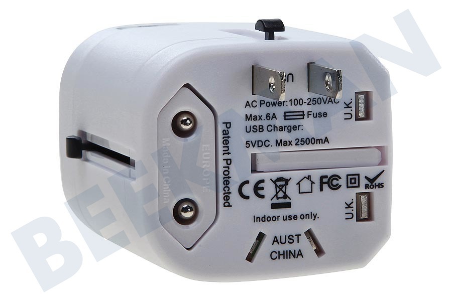 Mobilize 21895 Mobilize International Travel Adapter incl 2-Port USB