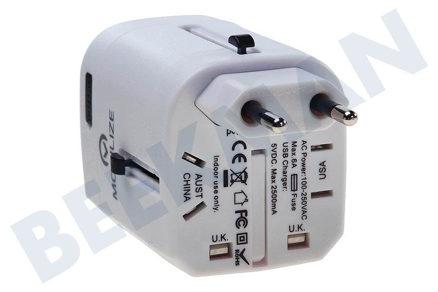 Mobilize 21895 Mobilize International Travel Adapter incl 2-Port USB