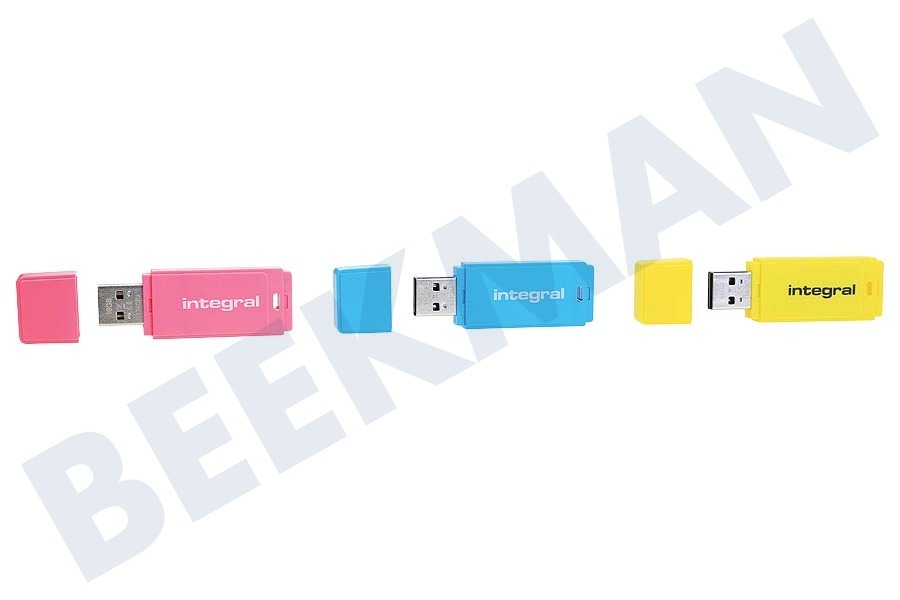 Integral Memory stick Triple pack 3 x 16Gb Neon Yellow, Pink & Blue