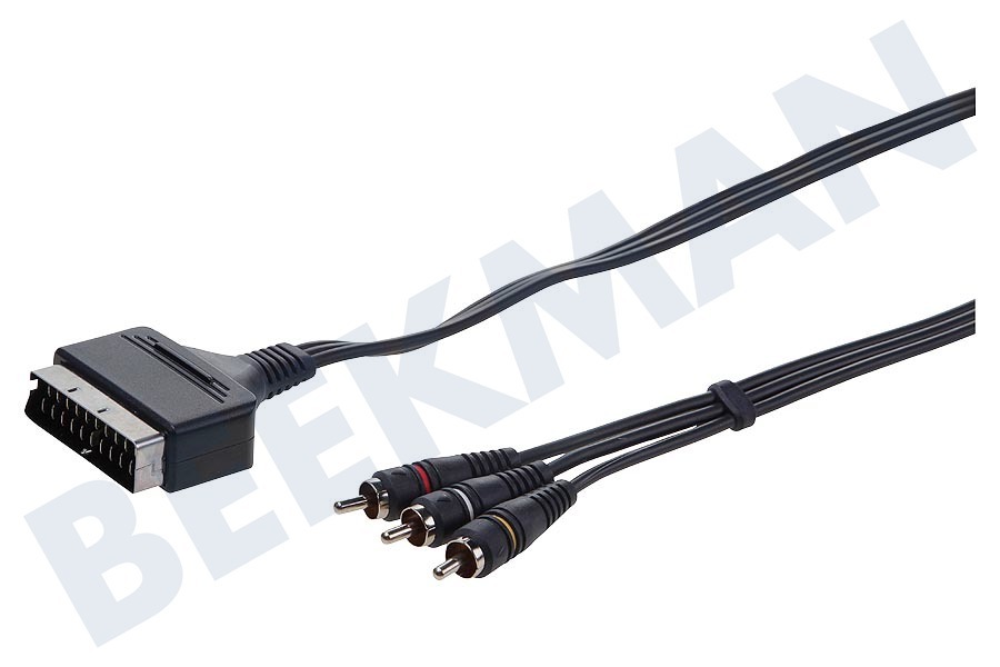 Easyfiks Scart Kabel 21p Male -> 3x Tulp RCA Male, 2.5 Meter