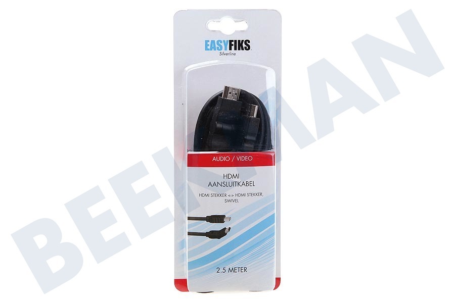 Easyfiks HDMI Kabel 1.4 High Speed + Ethernet, 2.5 Meter, Swivel