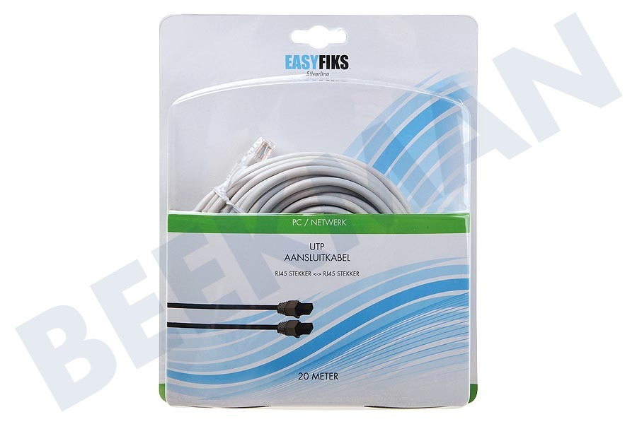 Easyfiks UTP CAT5E Netwerkkabel Grijs, 20.0 meter, 2x RJ45 Male