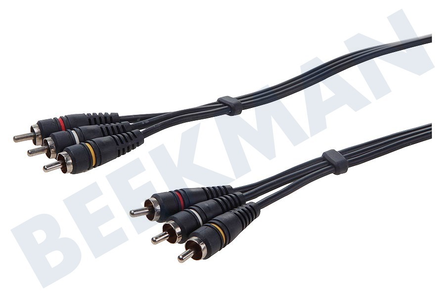 Easyfiks Tulp Kabel 3x RCA Male-3x RCA Male, 2.5 meter, Verguld