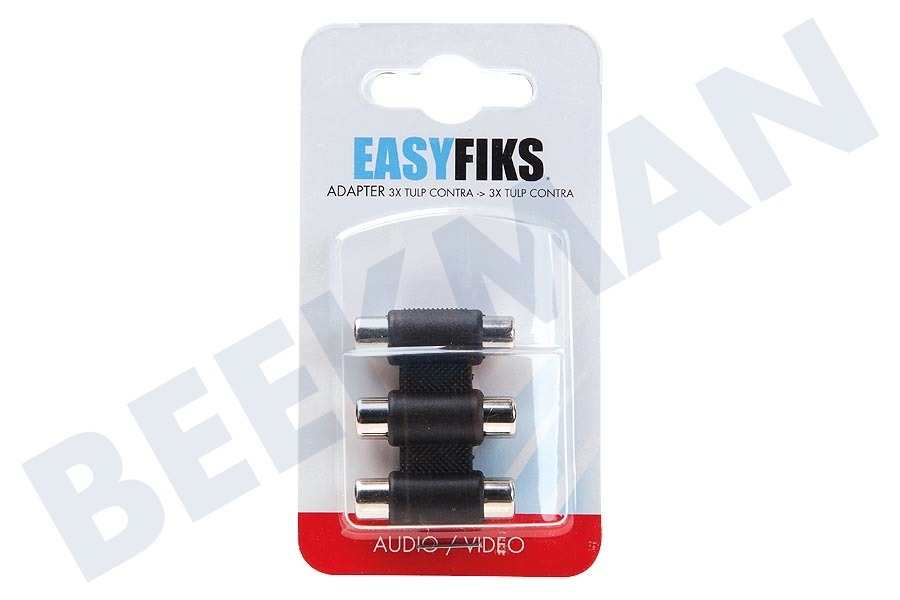Easyfiks Tulp Adapter 3x Contra RCA Female - 3x Contra RCA Female