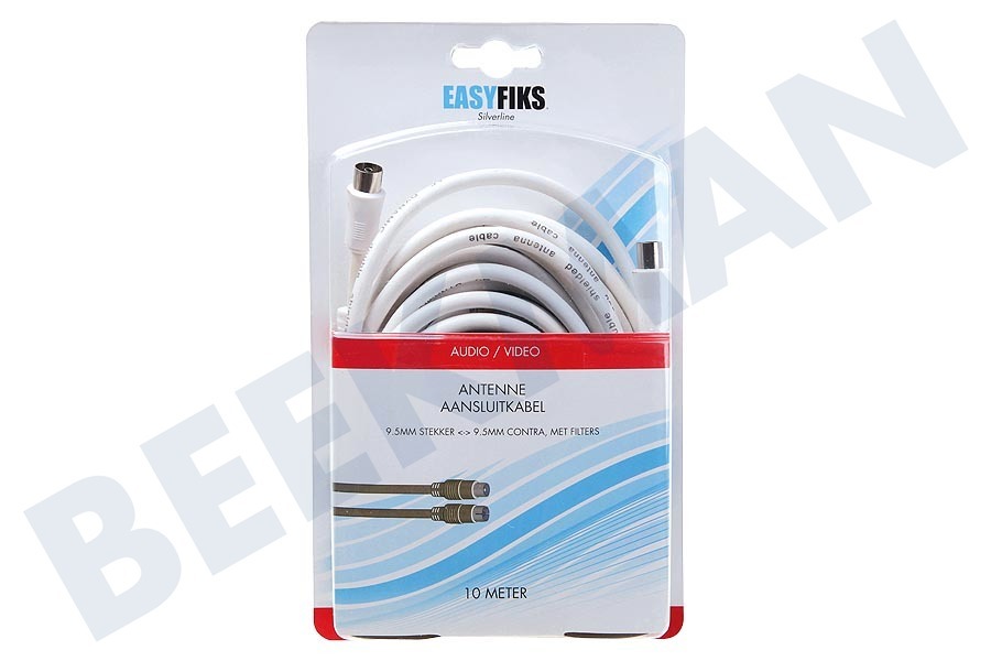 Easyfiks Antenne Kabel Coax - Wit, IEC Male en Female, 10.0 Meter