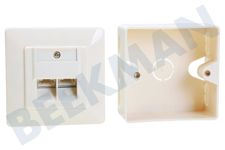 Easyfiks Netwerk Wandcontactdoos 2x RJ45 Female, Opbouw