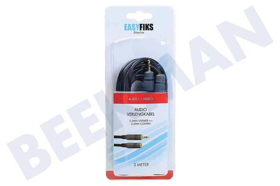 Easyfiks Jack Kabel 3.5mm Stereo Male - Female, 3 meter, Verguld