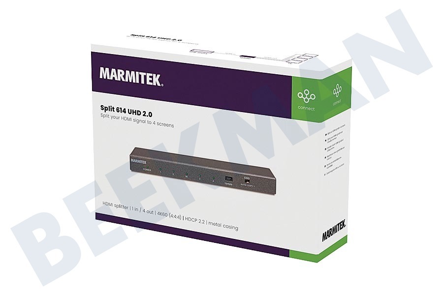 Marmitek 08325 HDMI Splitter 4K60 (4:4:4) UHD support 1 in 4 out