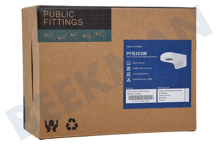 Dahua PFB203W Muursteun Voor camera, Aluminium