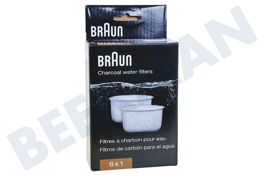 Braun Koffiezetapparaat Charcoal Waterfilter, 6 stuks