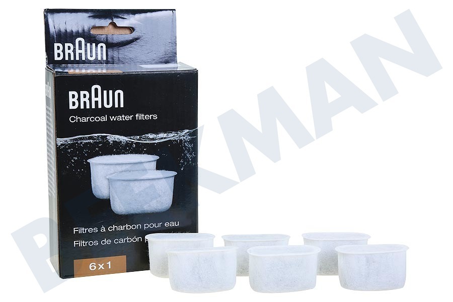 Braun Koffiezetapparaat Charcoal Waterfilter, 6 stuks