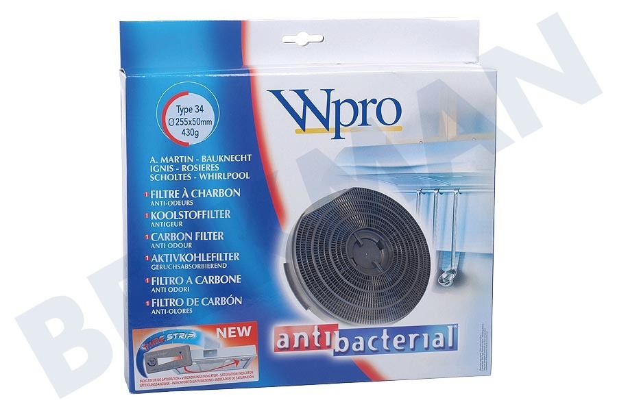 Whirlpool Afzuigkap CHF34 Filter koolstof Model 34 -25cm-