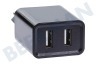 HTC USB oplader 230V 2,1A/5V 2-poort zwart
