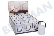 Calex  4001000600 Tafellamp Display, 12 Stuks, Wit Glas Zwart Handvat geschikt voor o.a. 3x AA batterijen (niet inbegrepen)