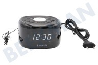 Lenco A003115  CR-12BK FM Wekkerradio met Nachtlamp Zwart geschikt voor o.a. dubbele alarmfunctie, nachtlampje