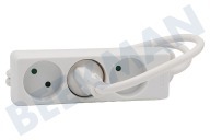 Q-Link 5520260  Tafelcontactdoos geschikt voor o.a. 3 Voudig zonder Randaarde 2x 1.5mm 1.5 Meter Wit geschikt voor o.a. 3 Voudig zonder Randaarde