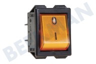 Universeel 432471  Schakelaar geschikt voor o.a. 16A 250V Groot + oranje lampje, 4 x 6.3 mm AMP geschikt voor o.a. 16A 250V