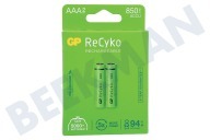 GP 12085AAAHCE-C2  LR03 ReCyko+ AAA 850 - 2 oplaadbare batterijen geschikt voor o.a. 850mAh NiMH