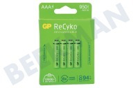 GP 120100AAAHCE-C4  LR03 ReCyko+ AAA 950 - 4 oplaadbare batterijen geschikt voor o.a. 950mAh NiMH