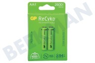 GP GPRCK260AA776C8  LR6 ReCyko+ AA 2600 - 2 oplaadbare batterijen geschikt voor o.a. 2600mAh NiMH