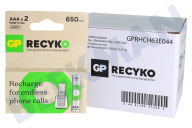 GP GPRCK65AAA680C2 LR03  Batterij geschikt voor o.a. 650mAh NiMH ReCyko+ Oplaadbaar AAA geschikt voor o.a. 650mAh NiMH