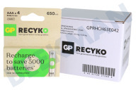 GP GPRCK65AAA673C4 LR03  Batterij geschikt voor o.a. 650mAh NiMH ReCyko+ Oplaadbaar AAA geschikt voor o.a. 650mAh NiMH