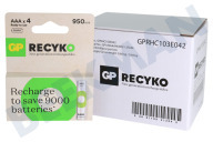 GP GPRCK95AAA635C4  LR03 ReCyko+ AAA 950 - 4 oplaadbare batterijen geschikt voor o.a. 950mAh NiMH