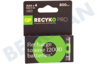 GP GPRCP80AAA758C4  LR03 ReCyko+ Pro AAA 800 - 4 oplaadbare batterijen geschikt voor o.a. 800mAh NiMH