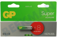 GP GPSUP24A378C8 LR03 AAA batterij GP Super Alkaline Multipack 1,5V 8 stuks geschikt voor o.a. Potlood Super Alkaline