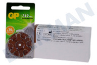 GP GPZA312F519C6  ZA312 Gehoorapparaat batterijen ZA312 - 6 knoopcellen geschikt voor o.a. ZA312 Bruin Hoorbatterij