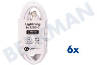 Grab 'n Go GNG263  USB Kabel geschikt voor o.a. Lightning connector Cable Lightning to USB C 1m (non MFI), Wit geschikt voor o.a. Lightning connector
