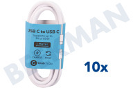 Grab 'n Go GNG257  USB Kabel geschikt voor o.a. Universeel gebruik USB Type C kabel naar USB Type C, Wit, 1 mtr geschikt voor o.a. Universeel gebruik