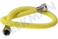 Universeel 404702 Gasslang geschikt voor o.a. 80 cm geel met koppelingen RVS gasslang alleen voor inbouw apparatuur geschikt voor o.a. 80 cm geel met koppelingen