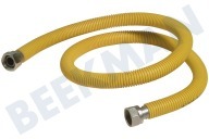 Universeel 404712 Gasslang geschikt voor o.a. 120cm geel met koppelingen RVS gasslang alleen voor inbouw apparatuur geschikt voor o.a. 120cm geel met koppelingen