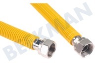 Universeel Gasslang geschikt voor o.a. RAM 100 cm geel met koppelingen RVS gasslang voor inbouw apparatuur geschikt voor o.a. RAM 100 cm geel met koppelingen
