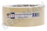 Universeel  MA5050 Professional painterstape Cremewit 50mm x 50m geschikt voor o.a. Masking Tape, 50mm x 50 meter