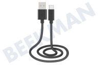 Musthavz  MHBRCABUSBAB Musthavz USB-A to USB-C Braided Cable 1.0 meter 3A,zwart geschikt voor o.a. USB Type A + Type C