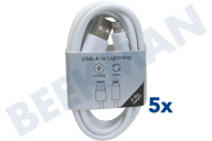 Musthavz  MHMTGCAB506WHT Musthavz to Go USB-A to Lightning Kabel 2,0 meter, wit geschikt voor o.a. USB-A naar Lightning