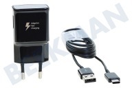Samsung EP-TA20BLACK  EP-TA20 Samsung USB-C Lader 1,m Zwart geschikt voor o.a. Zwart, USB-C