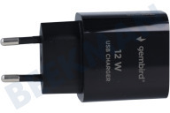 Gembird TA-UC-1A12-01-BK  USB-A 5.0 V / 2.4 A geschikt voor o.a. USB-A, 1 poort