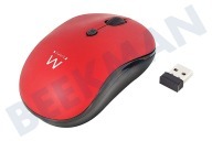 Ewent EW3230 Draadloze  Muis 1600 DPI Rood geschikt voor o.a. DPI switch 800-1200-1600