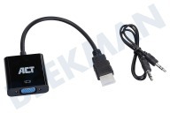 ACT AC7535 HDMI naar VGA  Converter met audio geschikt voor o.a. Verloopkabel 0,15 meter