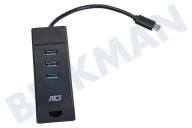 ACT AC6400 USB-C  Hub 3 Port en Ethernet geschikt voor o.a. USB 3.2 Gen1 (5Gbps), USB 3.1, USB 3.0 en USB 2.0